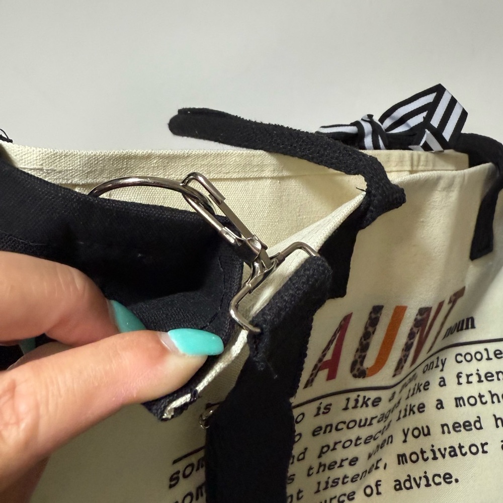Women’s Black and White Tote Bag with Aunt Definition - Picture 10 of 16